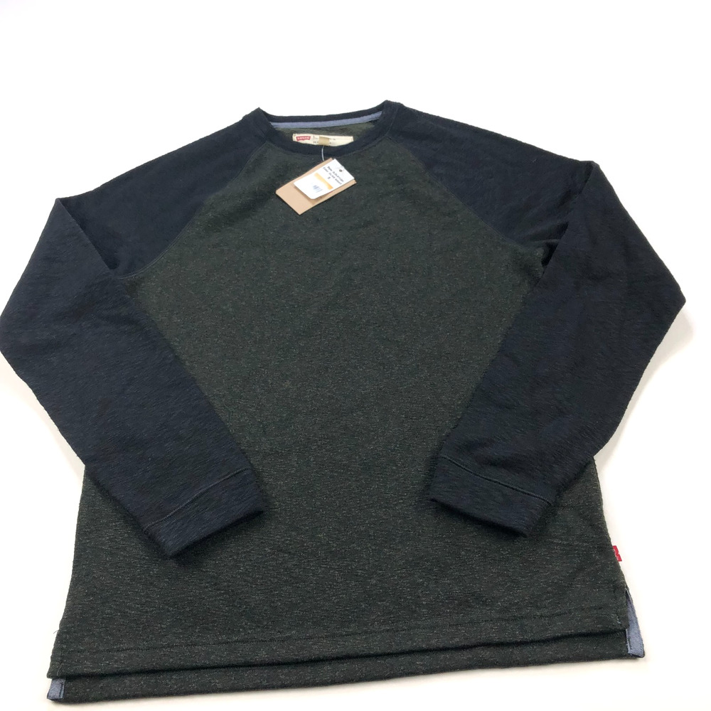 Levi's Small NEW Mens Polyester Rayon Pullover Crew Sweater Green Black